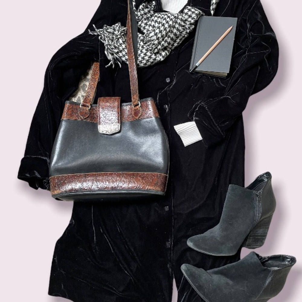 Vintage long black velvet trench coat jacket